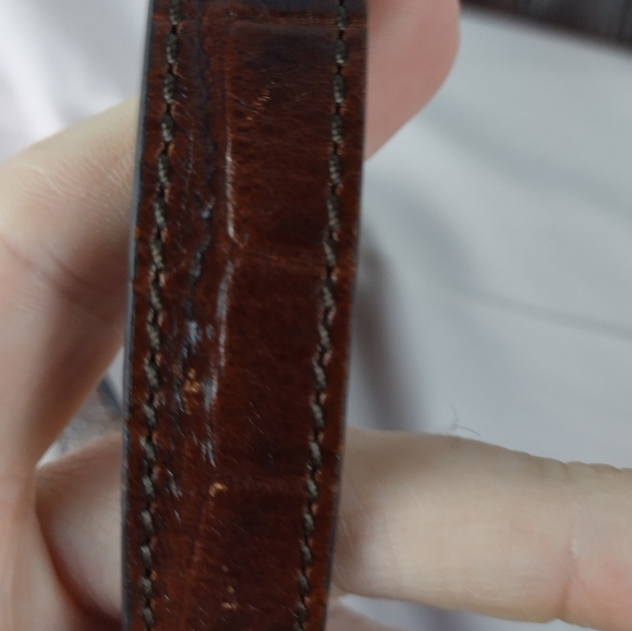 Fossil Brown Leather Turn Lock Croc Embossed Crossbody Bag w/ Key - Picture 5 of 16